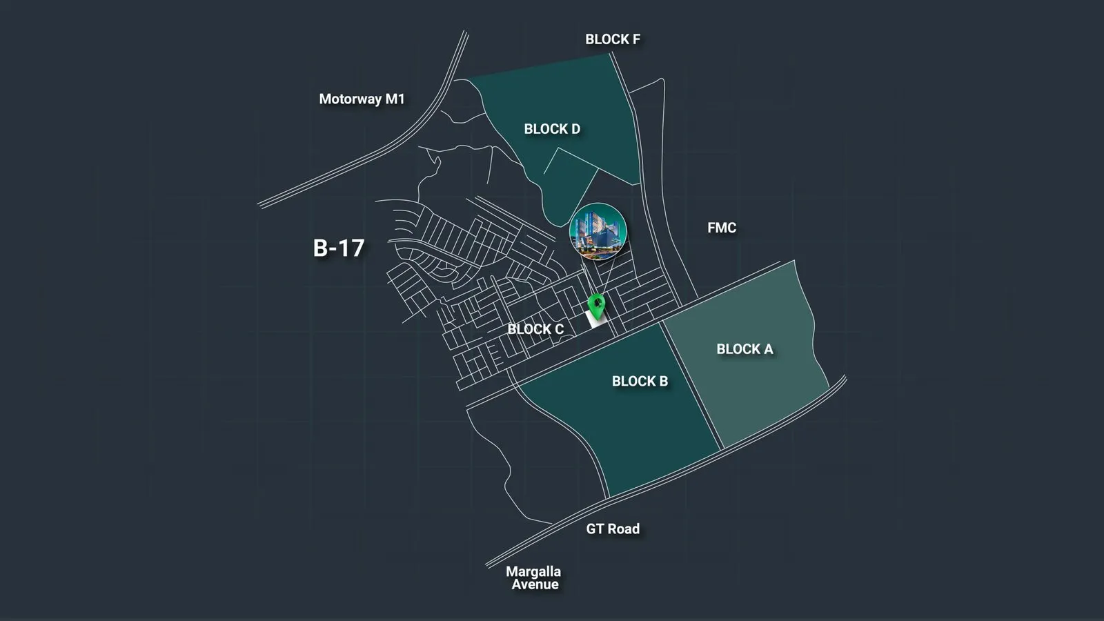 J7 Emporium official location map in Multi Gardens B-17 Islamabad